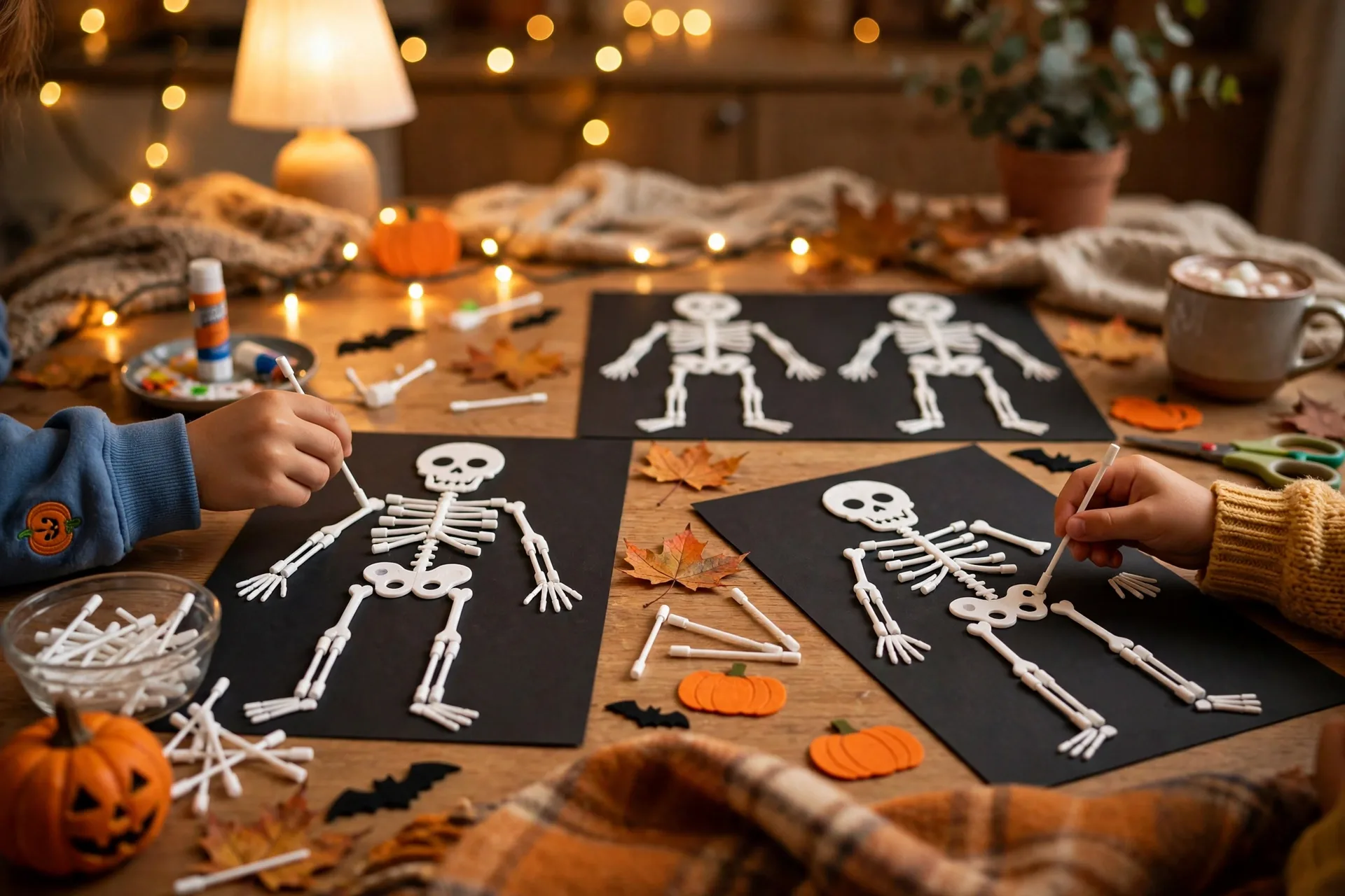 Q-tip skeleton art