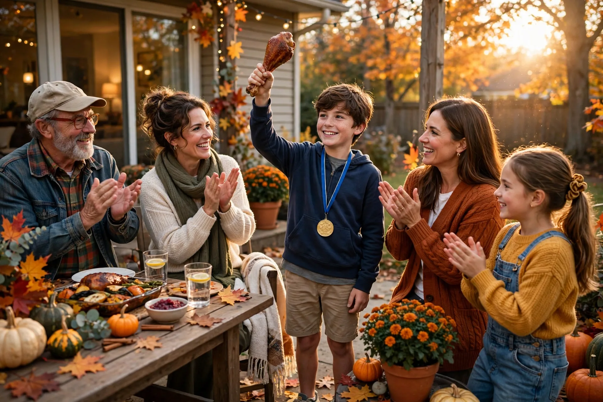 Family Olympics: winner gets the turkey leg