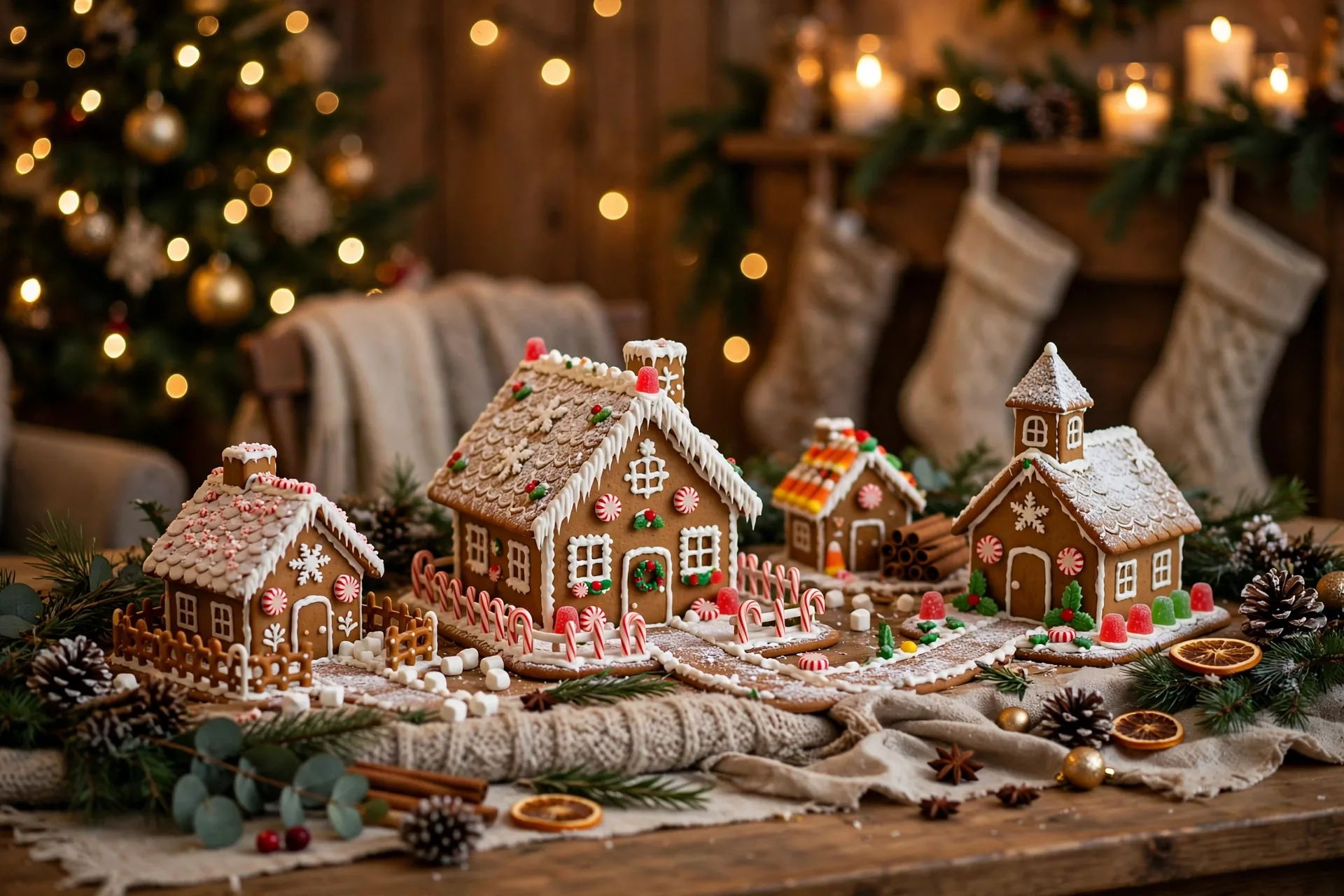 A gingerbread village