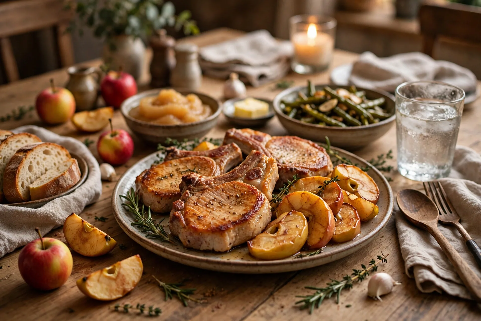 Pork chops with apples