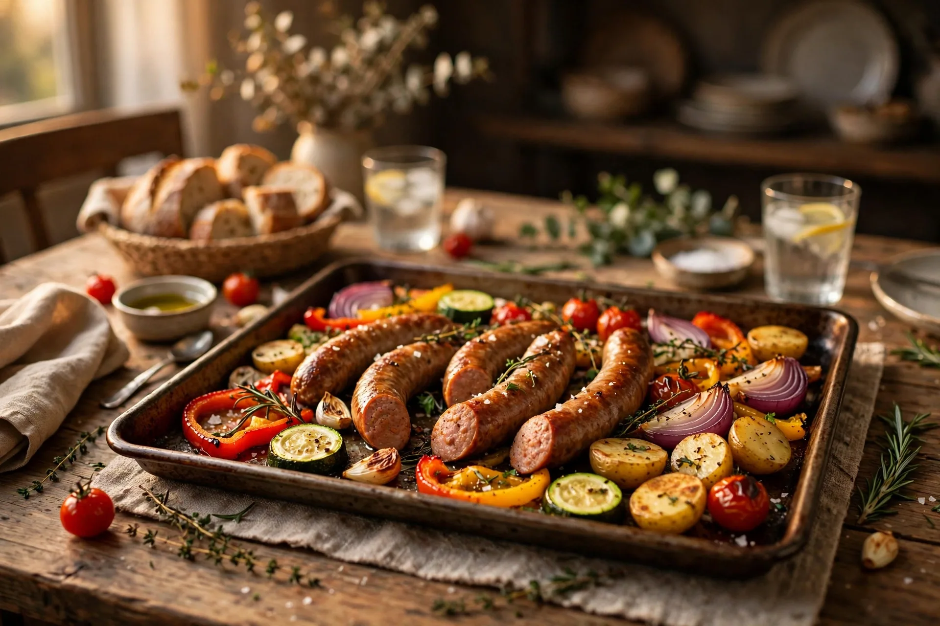 Sausage and veggie sheet pan