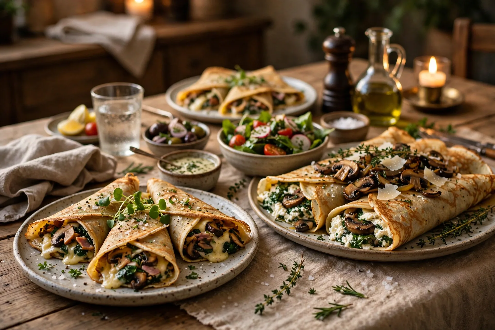 Savory crepes with fillings