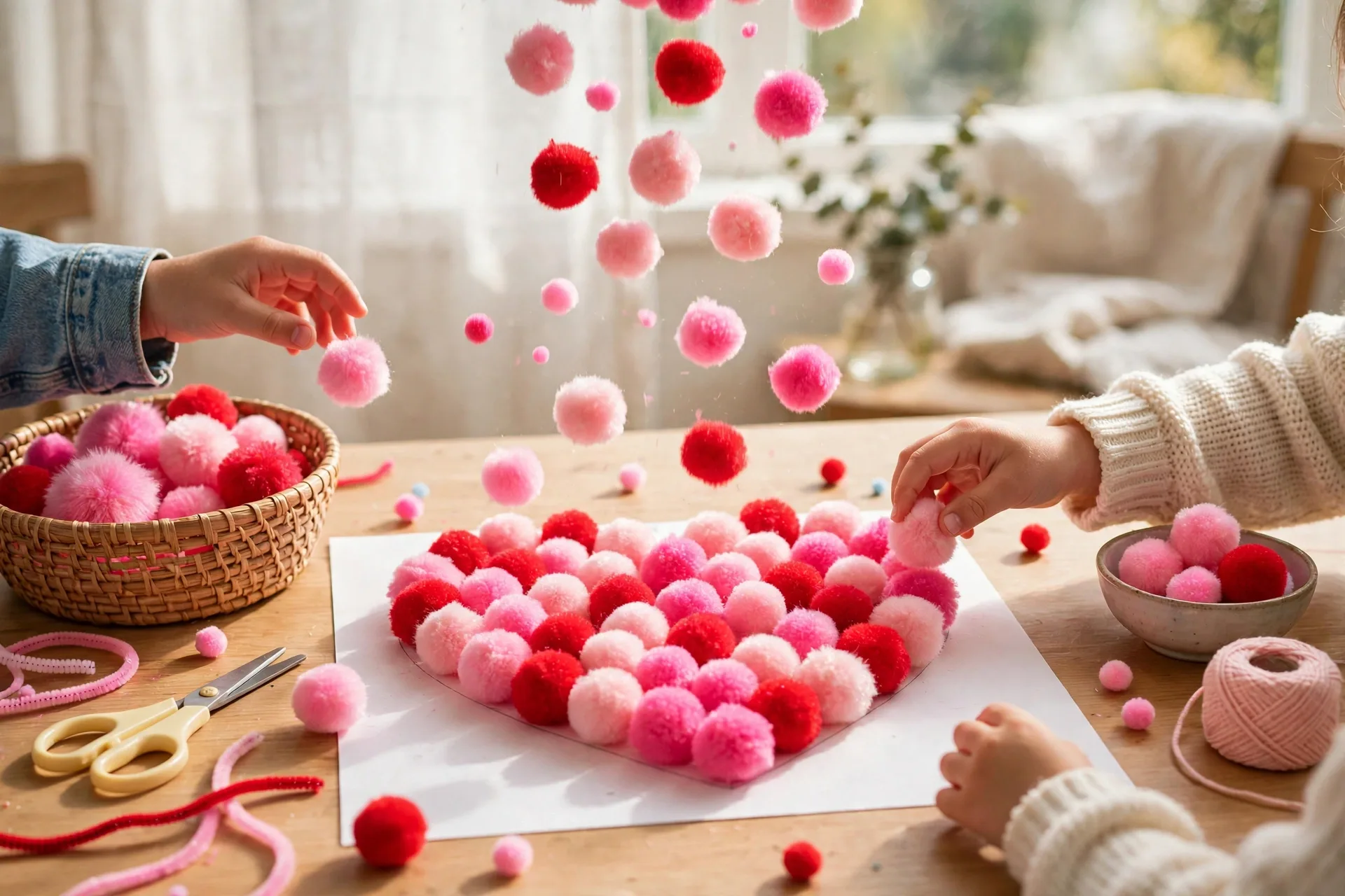 Pom-pom heart drop