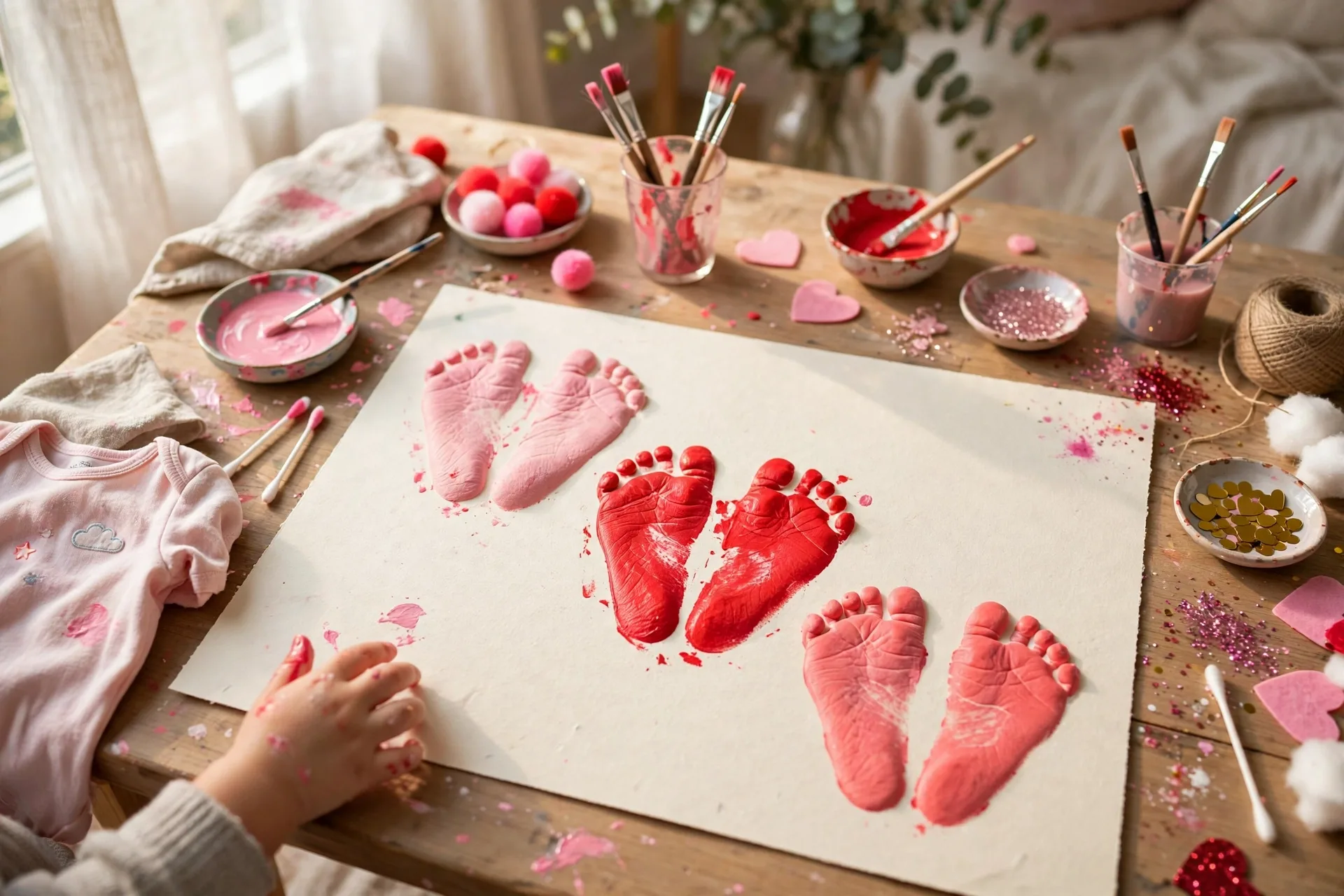 First valentine footprint hearts