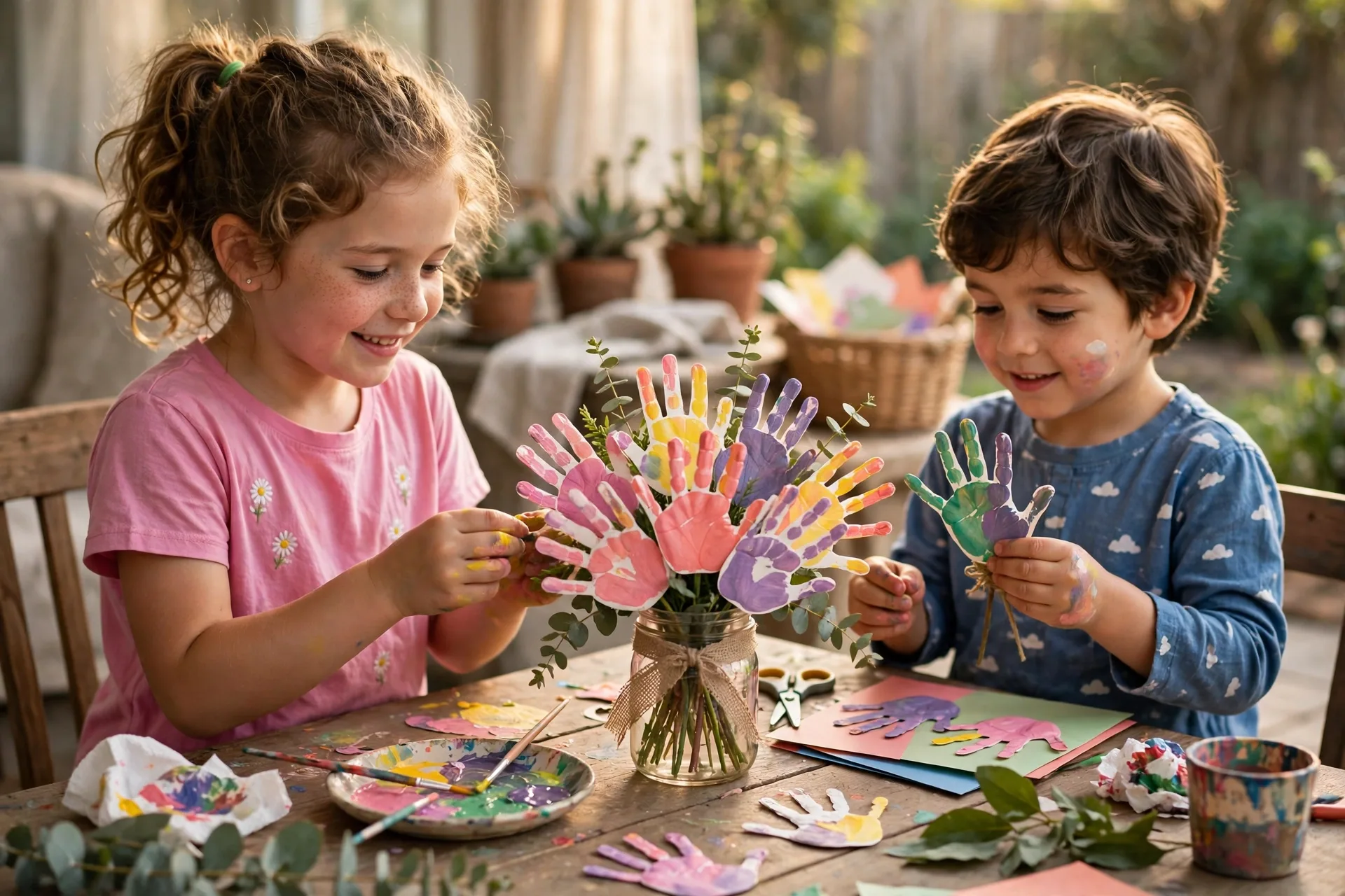 Handprint flower bouquet