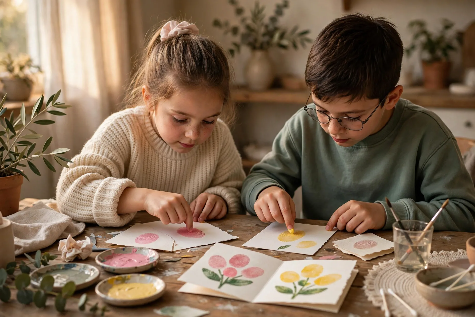 Fingerprint flower card