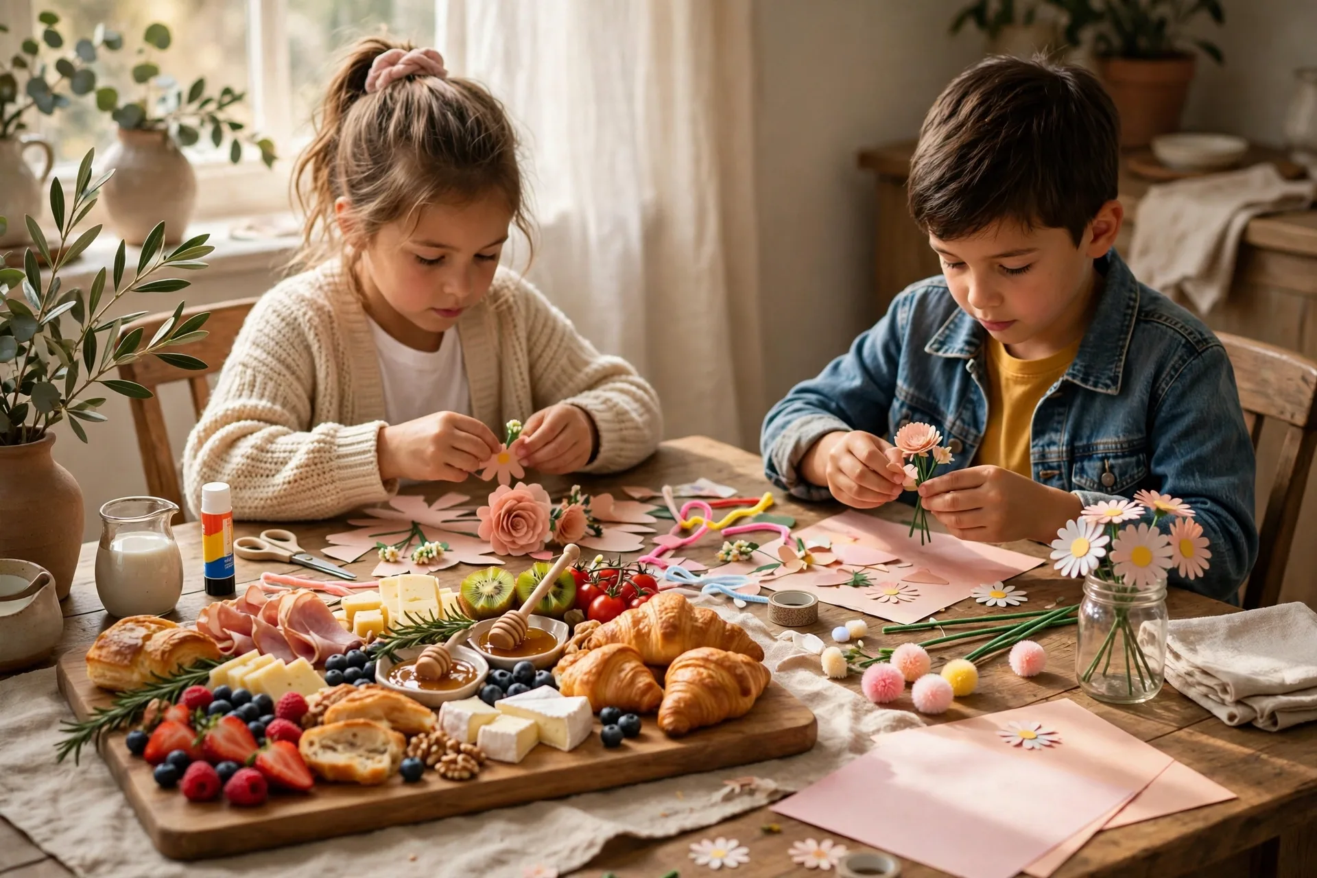 The brunch board at the table