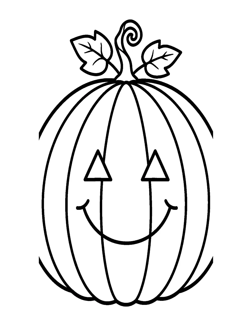 Free printable Big Smiling Pumpkin Halloween coloring page for kids