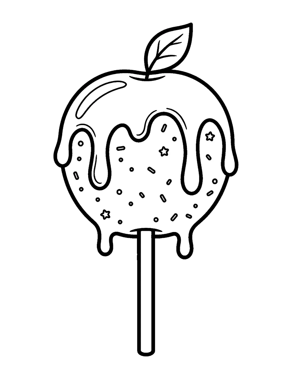 Free printable Candy Apple Halloween coloring page for kids