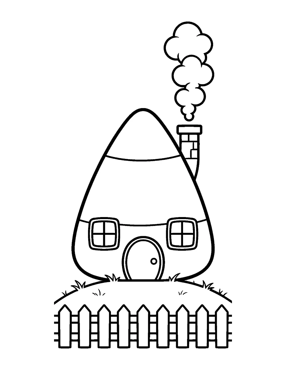 Free printable Candy Corn House Halloween coloring page for kids