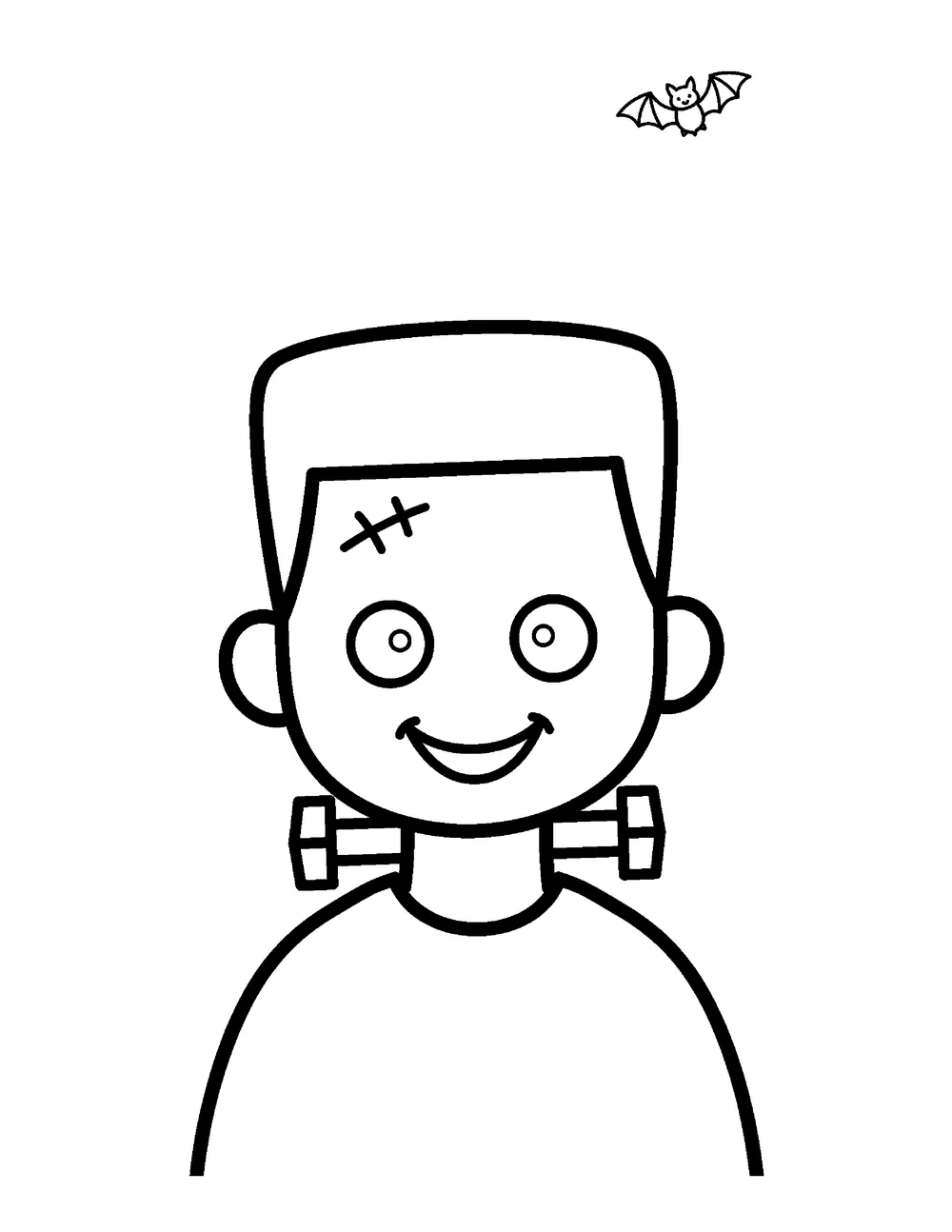 Free printable Friendly Frankenstein Halloween coloring page for kids