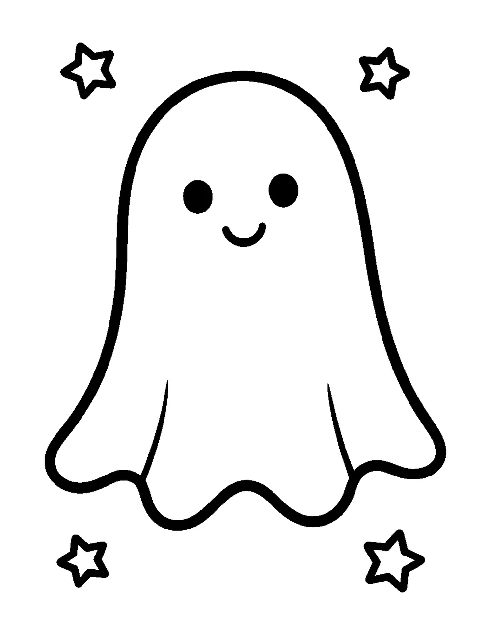 Free printable Friendly Ghost Halloween coloring page for kids