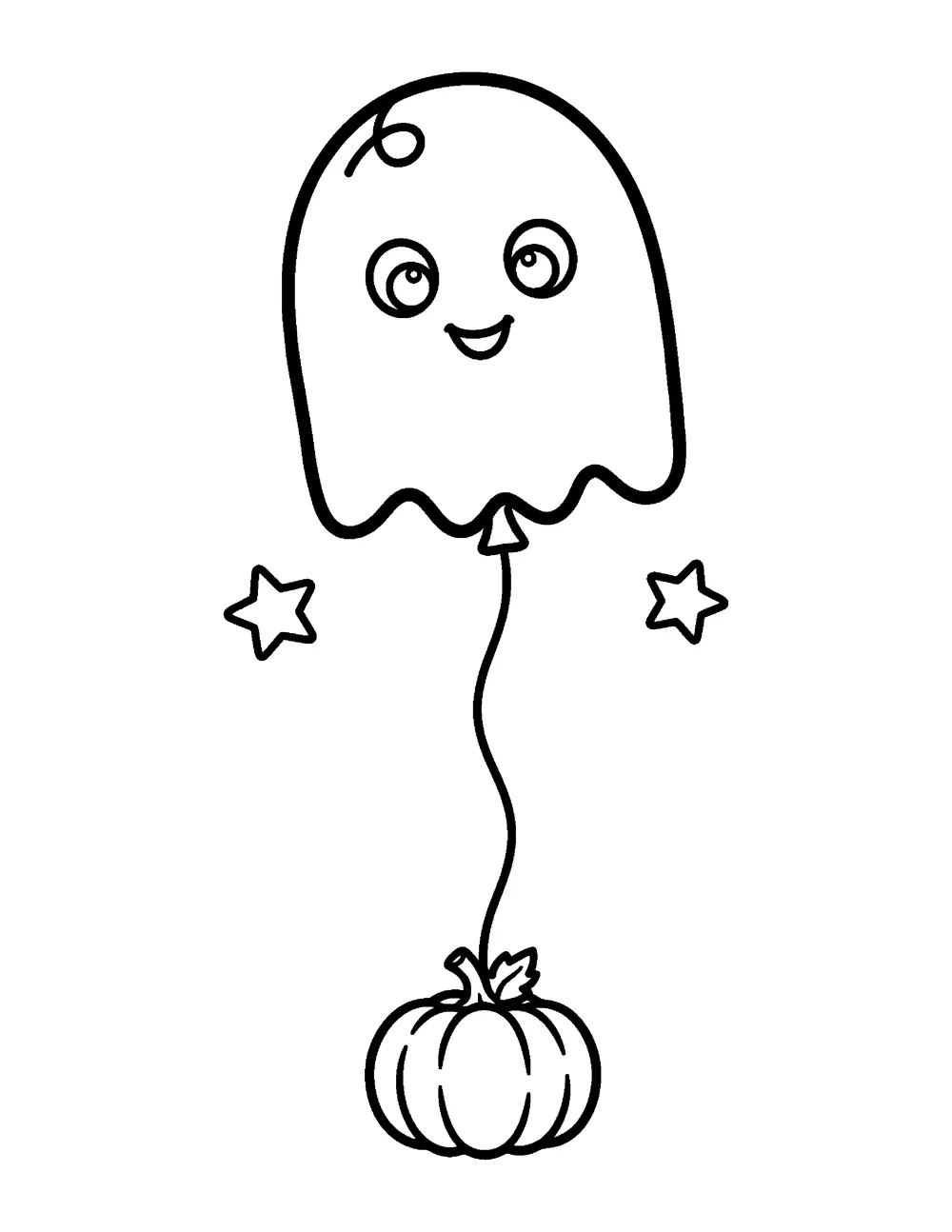 Free printable Ghost Balloon Halloween coloring page for kids