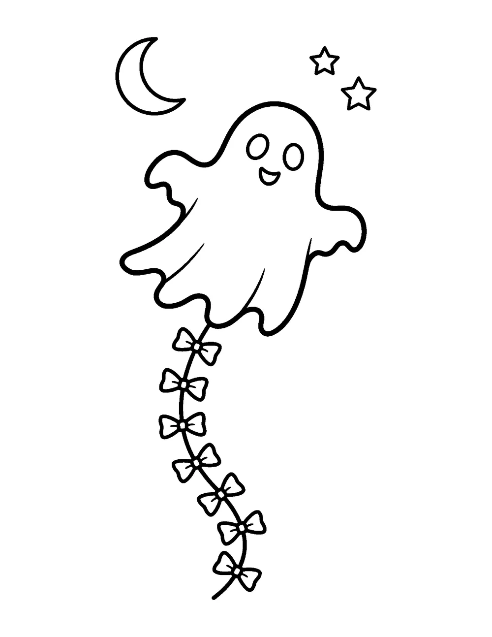 Free printable Ghost Kite Halloween coloring page for kids