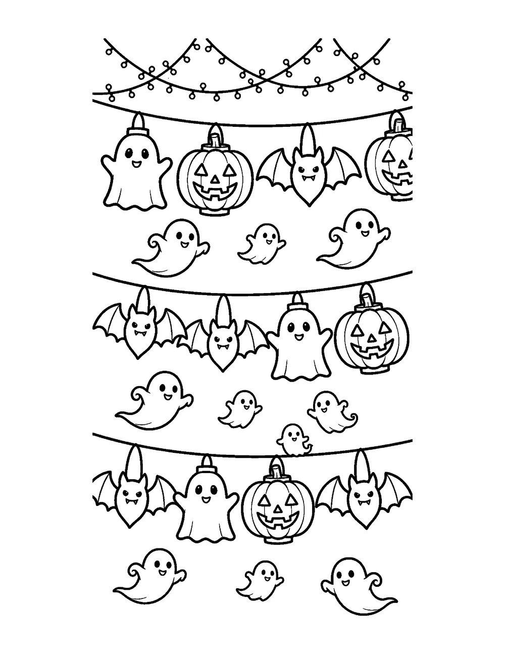 Free printable Ghost Lantern Festival Halloween coloring page for kids