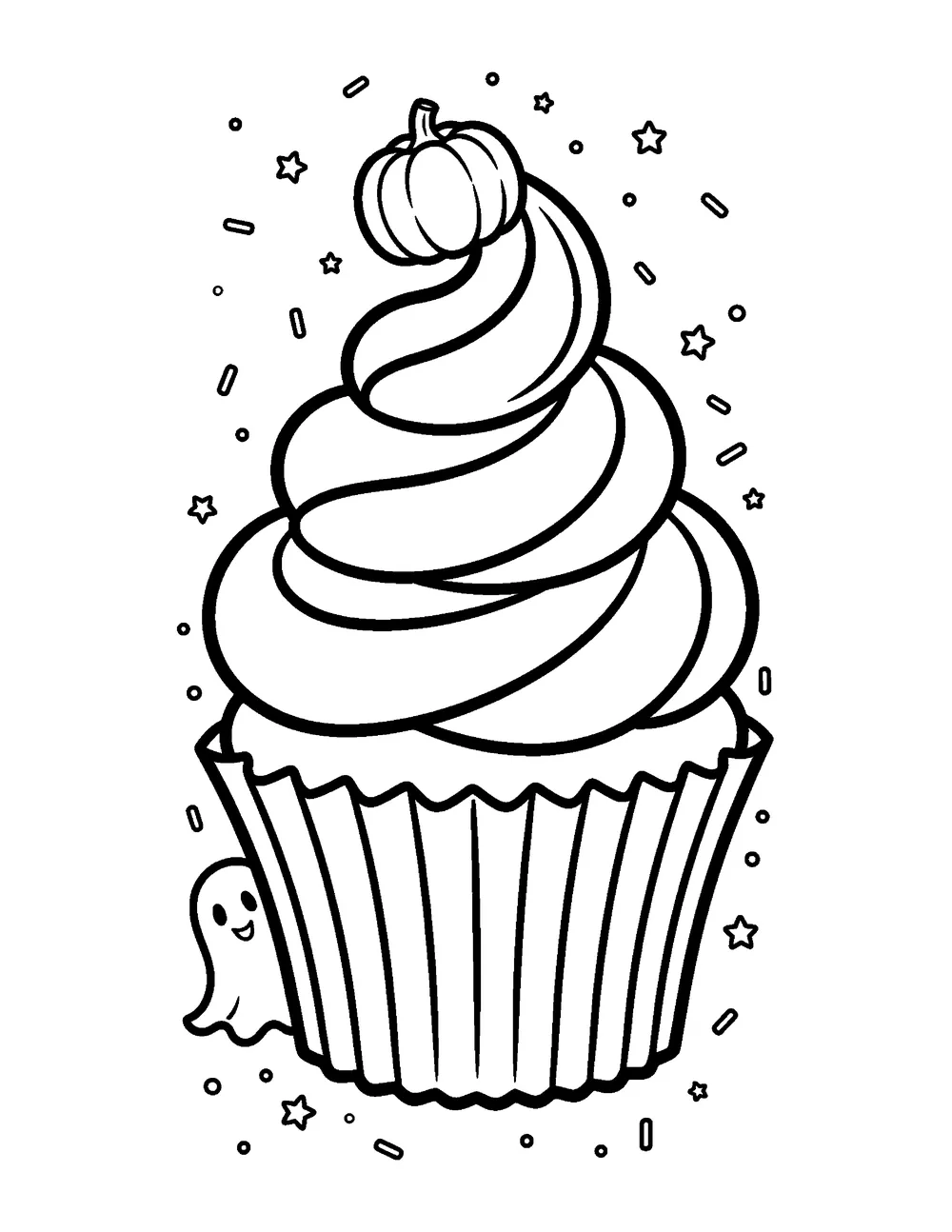 Free printable Halloween Cupcake Halloween coloring page for kids