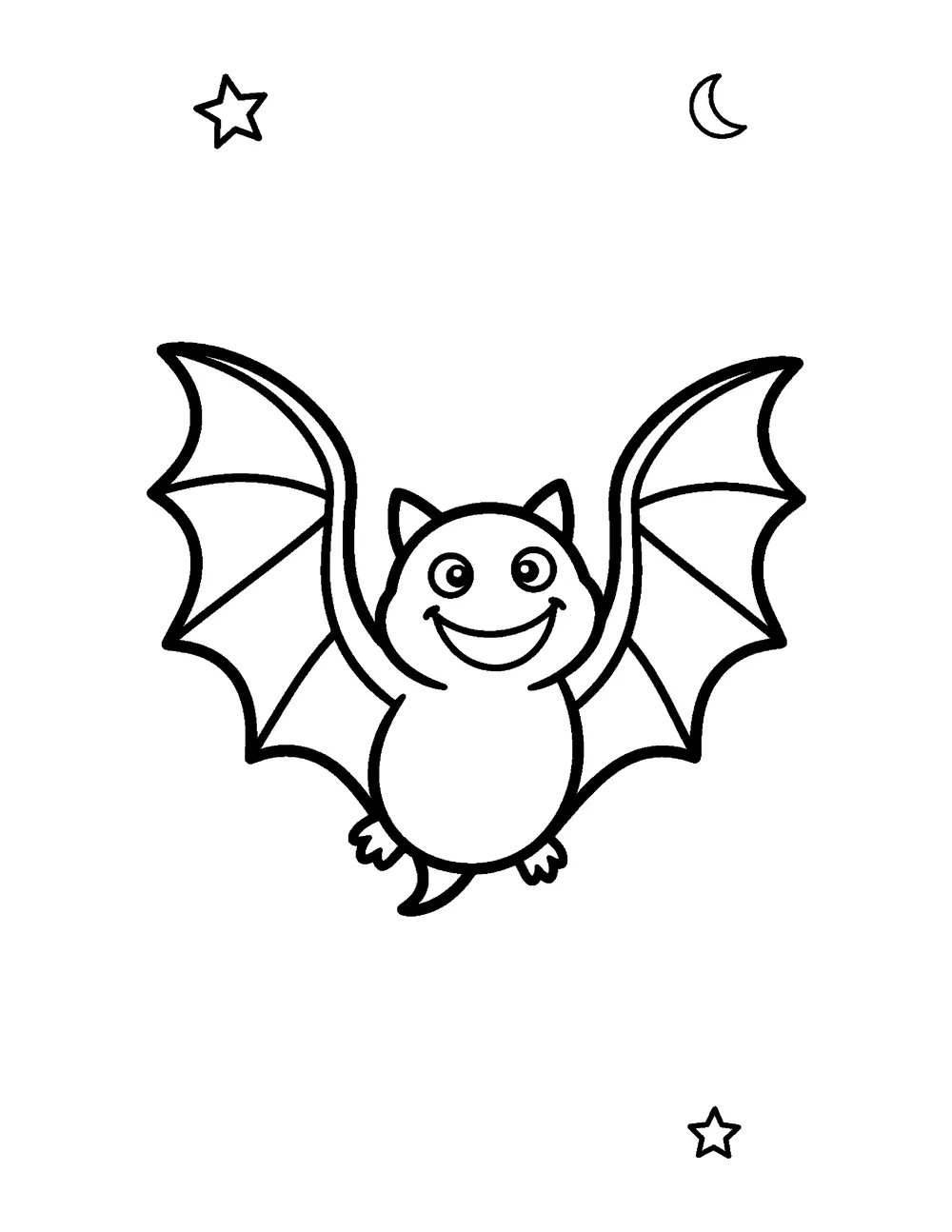 Free printable Happy Little Bat Halloween coloring page for kids