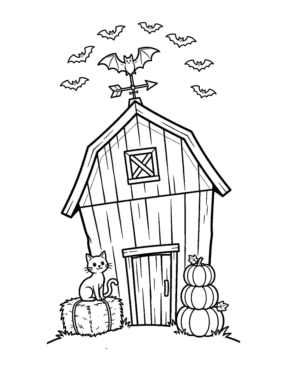 Free printable Haunted Barn Halloween coloring page for kids