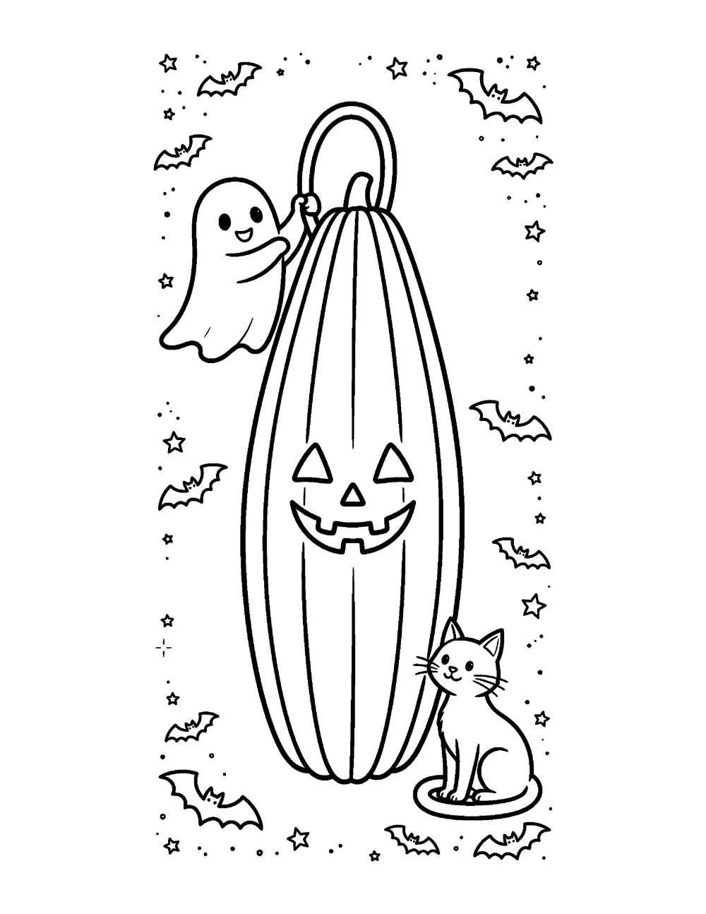 Free printable Haunted Pumpkin Lantern Halloween coloring page for kids