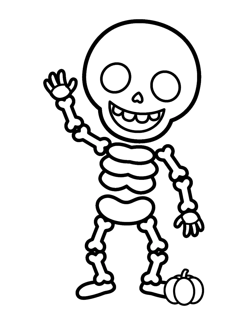 Free printable Little Skeleton Halloween coloring page for kids