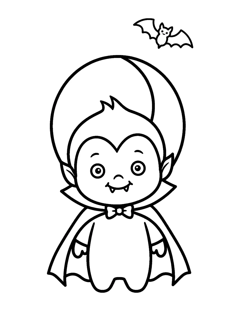 Free printable Little Vampire Halloween coloring page for kids