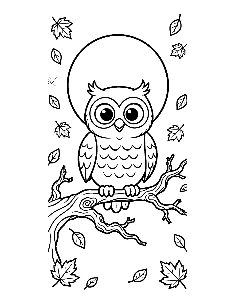 Free printable Owl on the Spooky Branch Halloween coloring page for kids