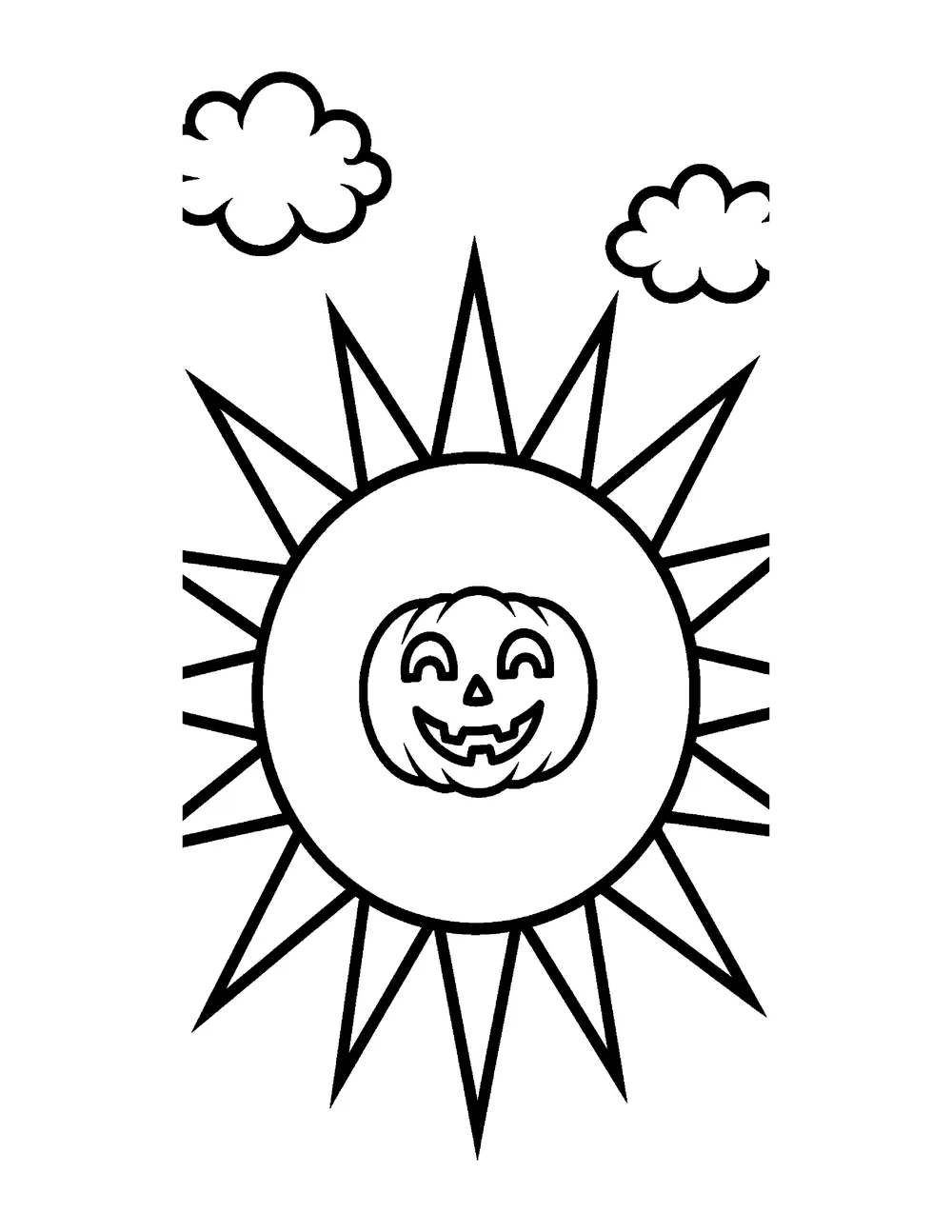 Free printable Pumpkin Sun Halloween coloring page for kids