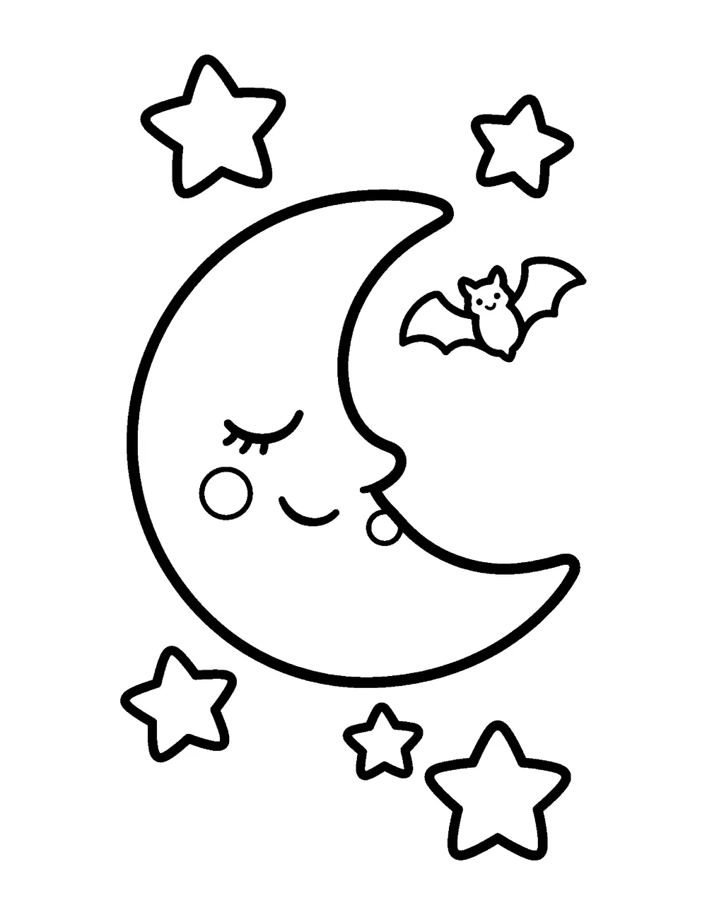 Free printable Smiling Moon Halloween coloring page for kids