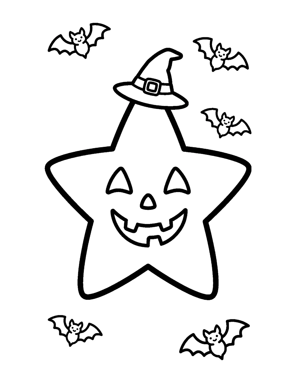Free printable Spooky Star Halloween coloring page for kids