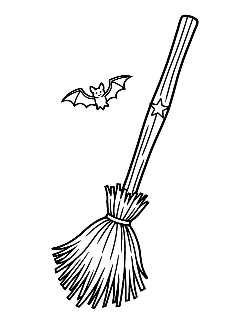 Free printable Witch's Broom Halloween coloring page for kids