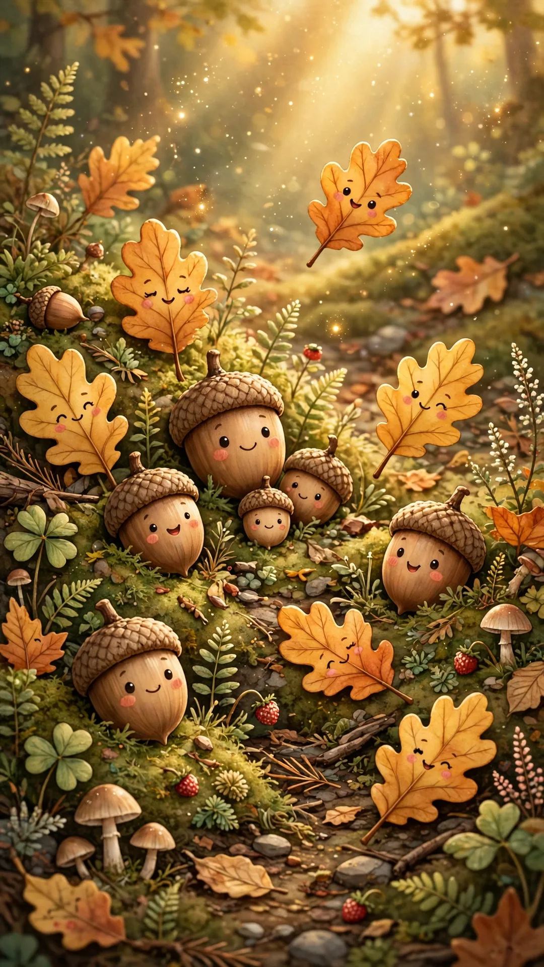 The Acorn and Leaf Friends Halloween iPhone wallpaper