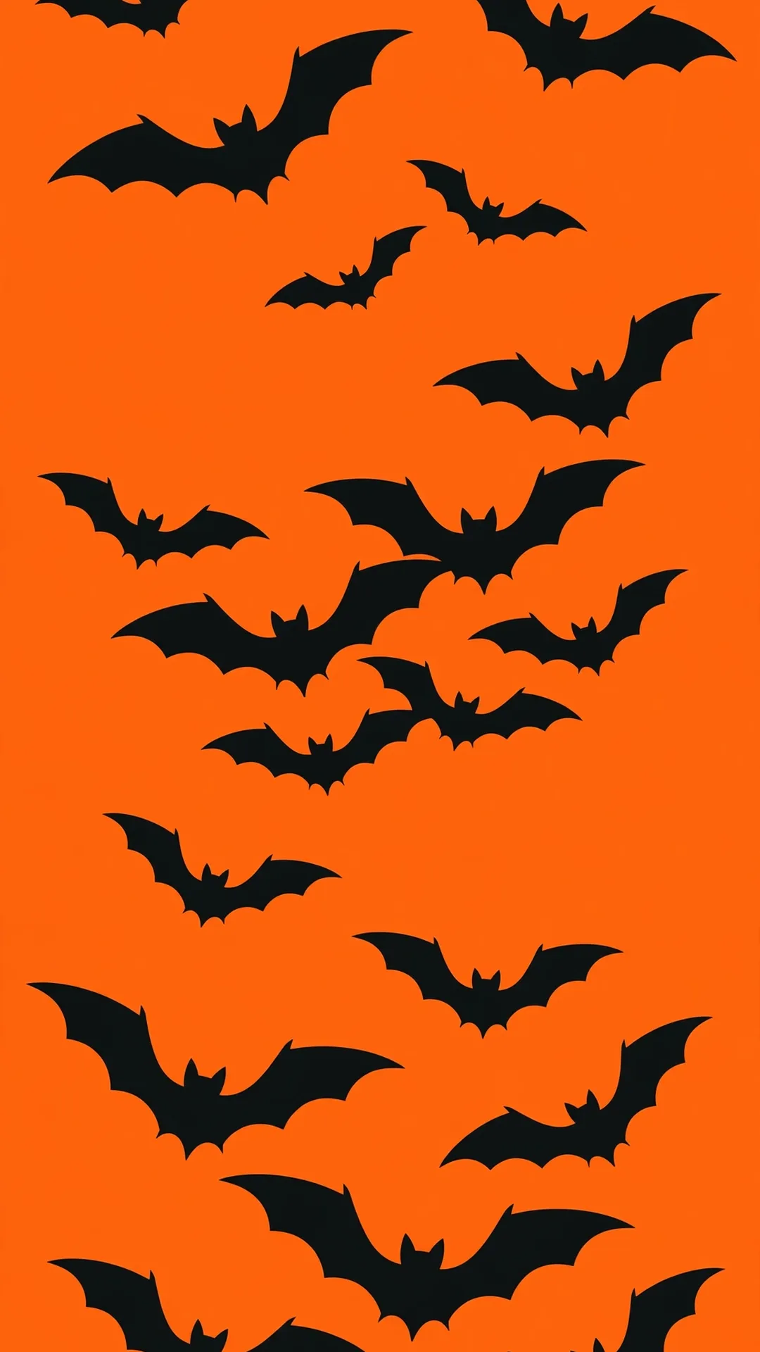 Black Bats on Bright Orange Halloween iPhone wallpaper