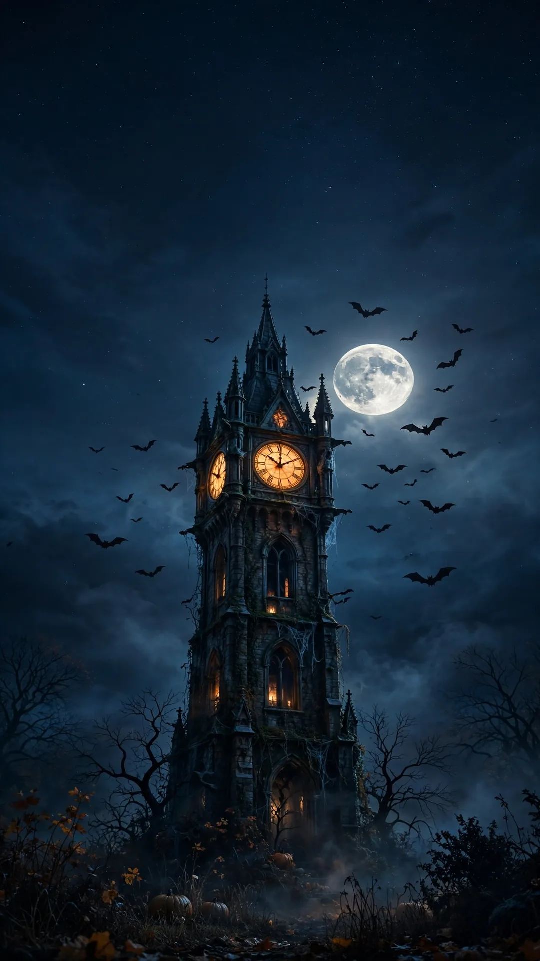 The Witching Hour Clock Tower Halloween iPhone wallpaper