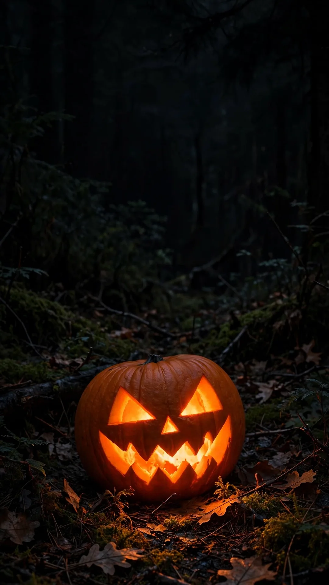 The Dark Forest Jack-o'-Lantern Halloween iPhone wallpaper