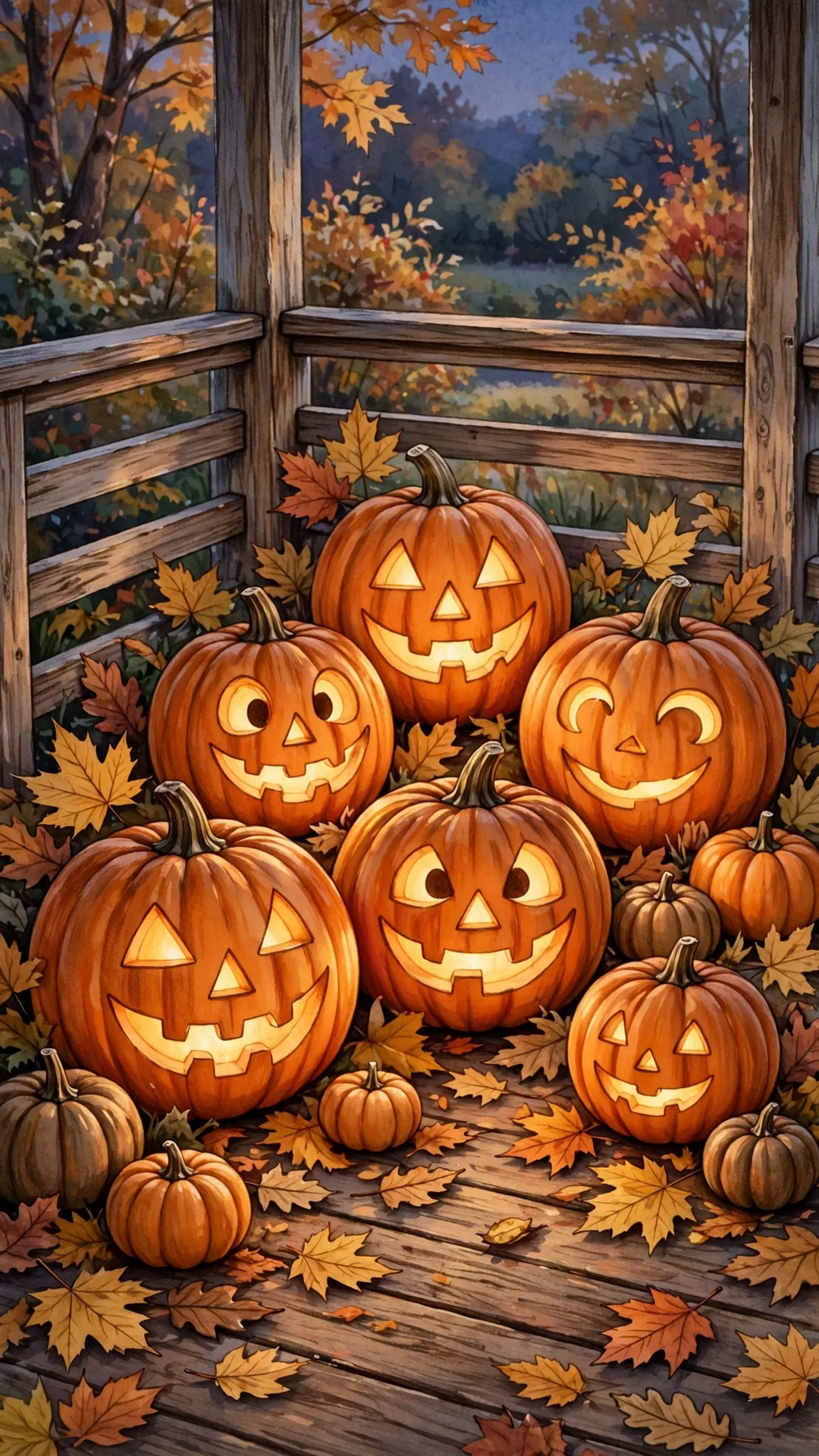 Your Own Glowing Jack-o'-Lanterns Halloween iPhone wallpaper