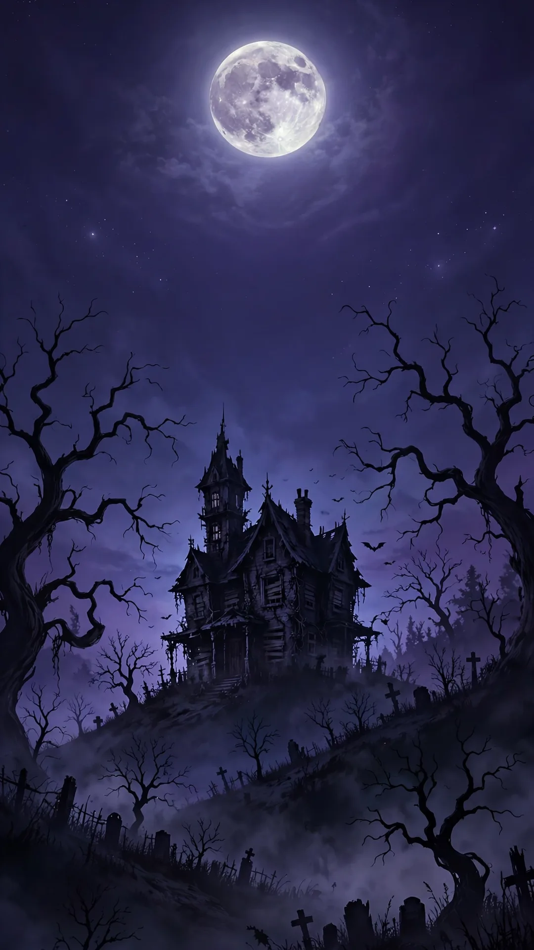 The Haunted House on the Hill Halloween iPhone wallpaper