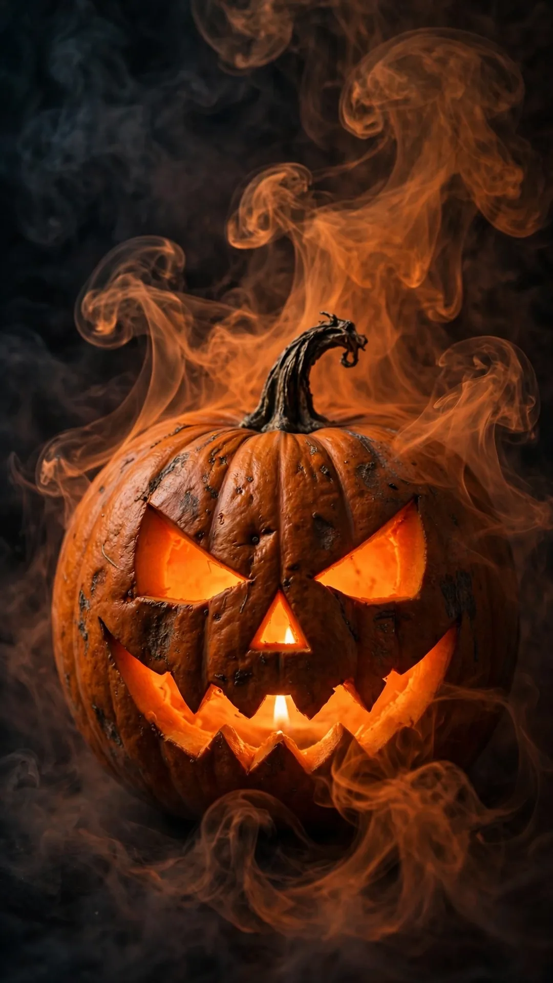The Orange Smoke Pumpkin Halloween iPhone wallpaper