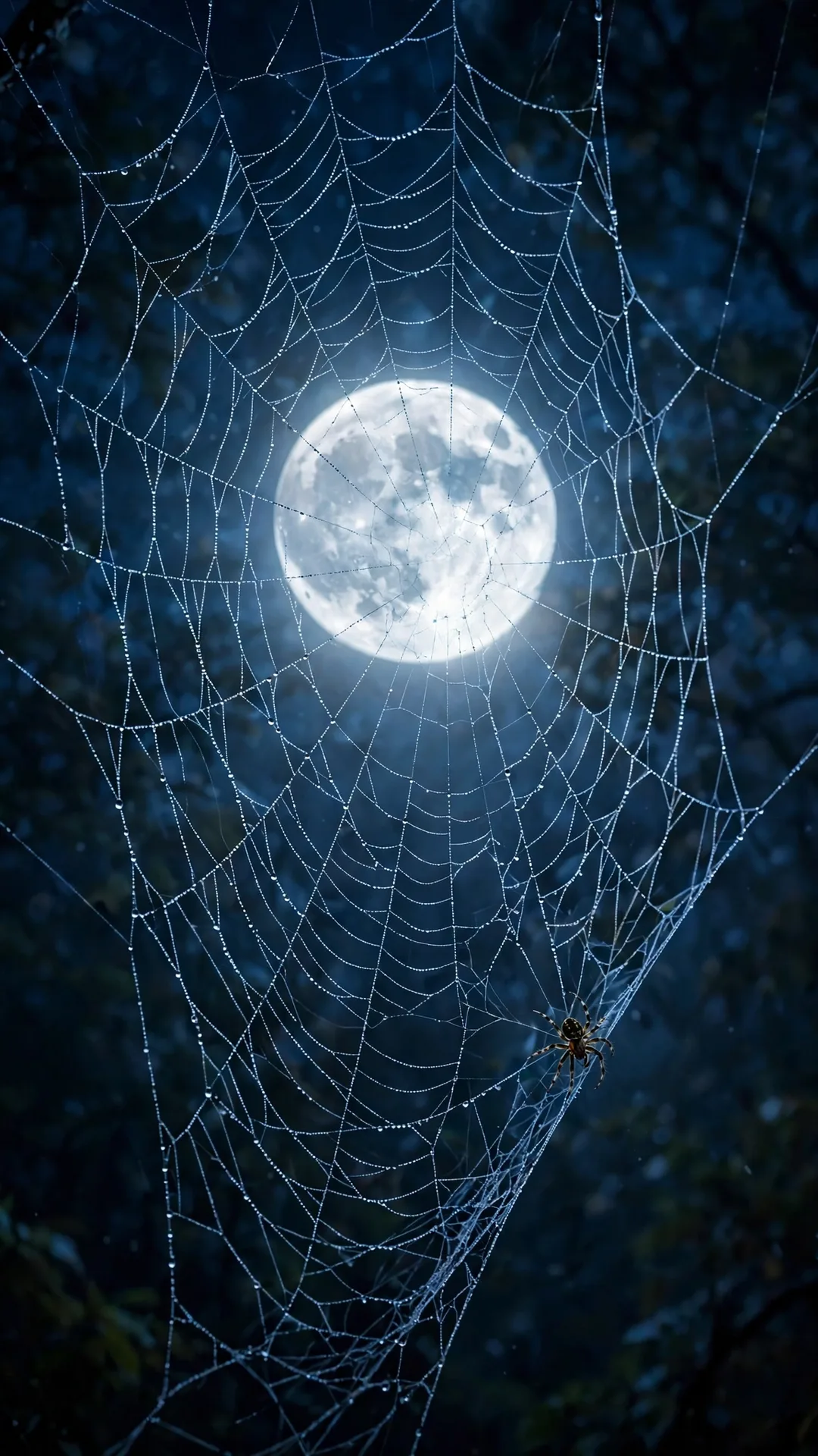 The Spider in the Moonlight Halloween iPhone wallpaper