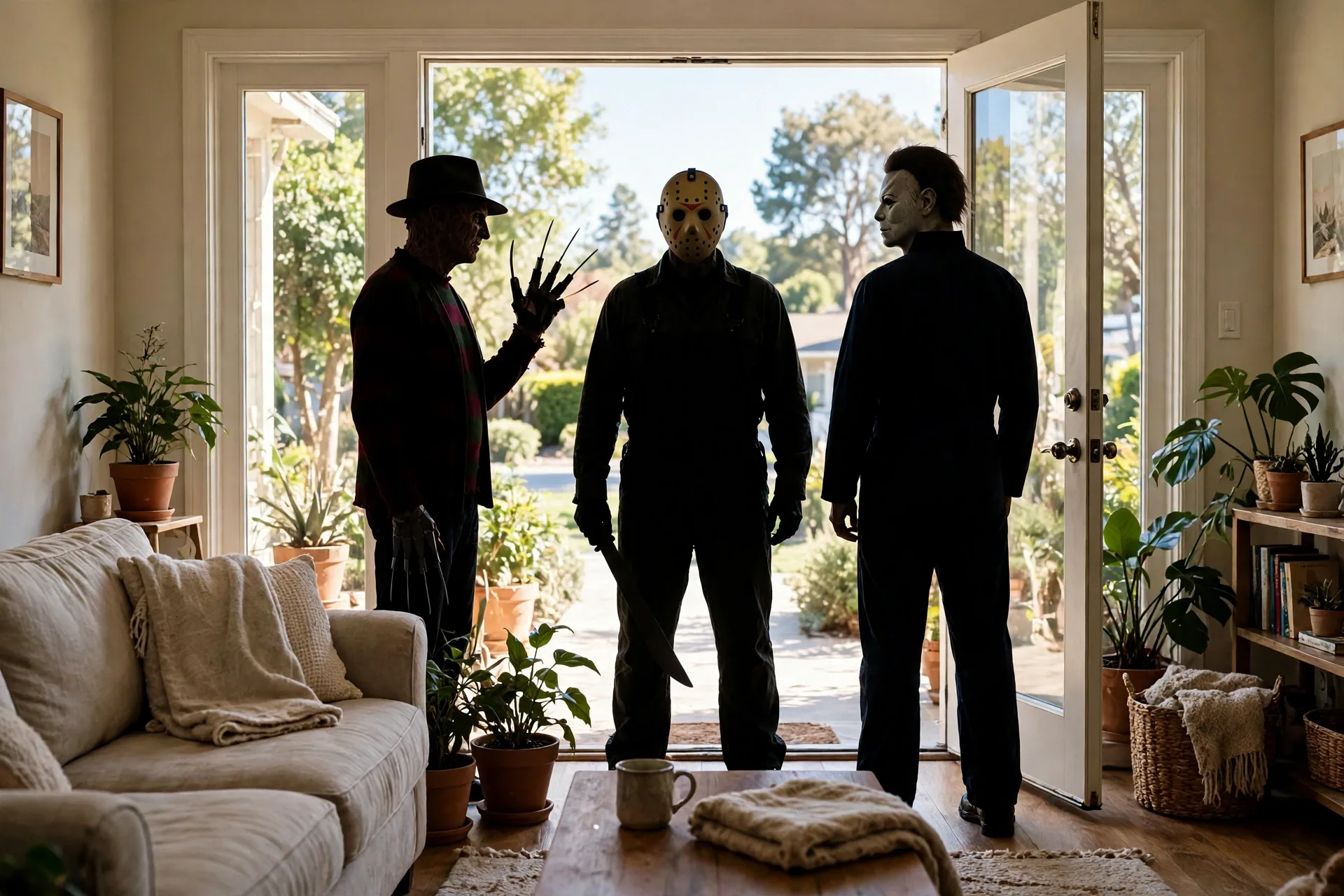 Classic horror movie villains silhouettes Freddy Jason and Michael Myers