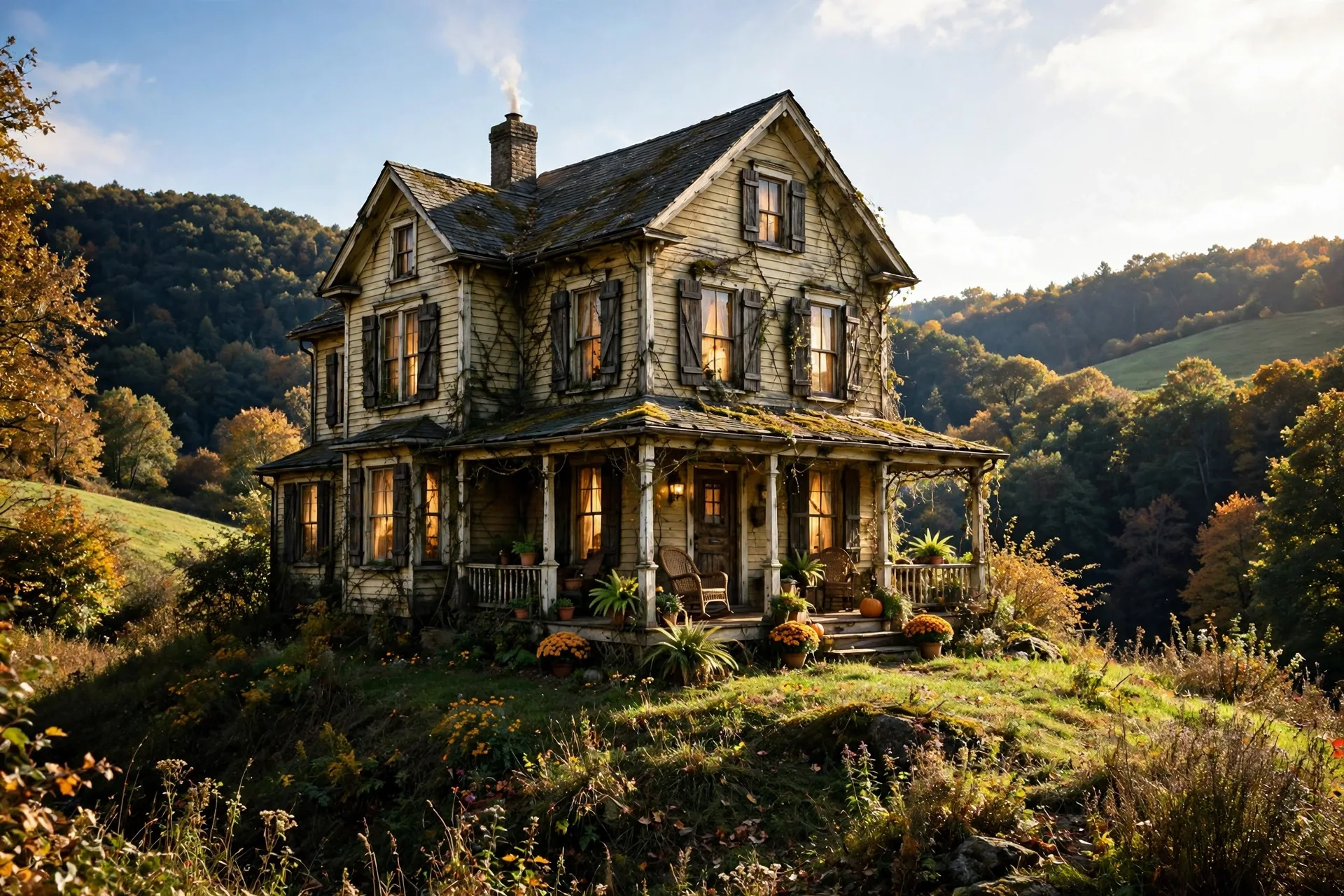 Haunted house from a horror movie on a dark hill