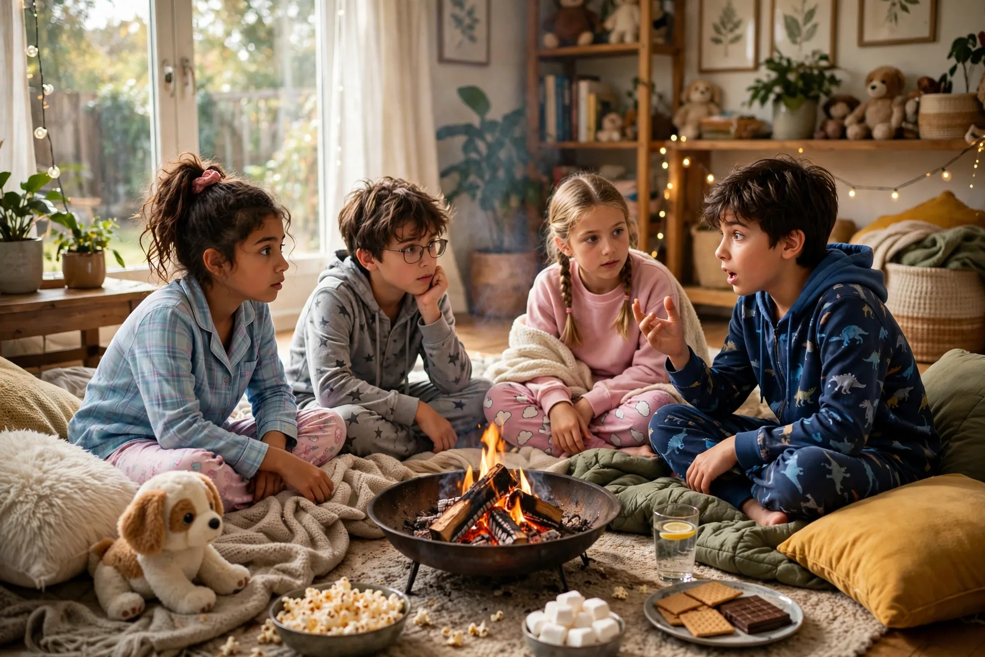 Scary urban legends told around a campfire at a sleepover