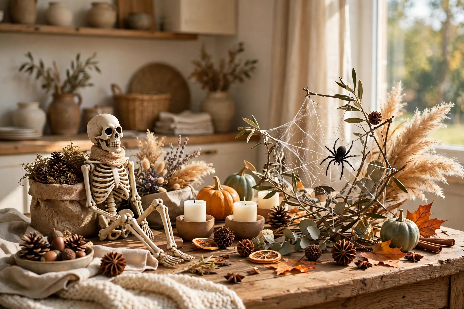Halloween words starting with S spooky skeleton and spider