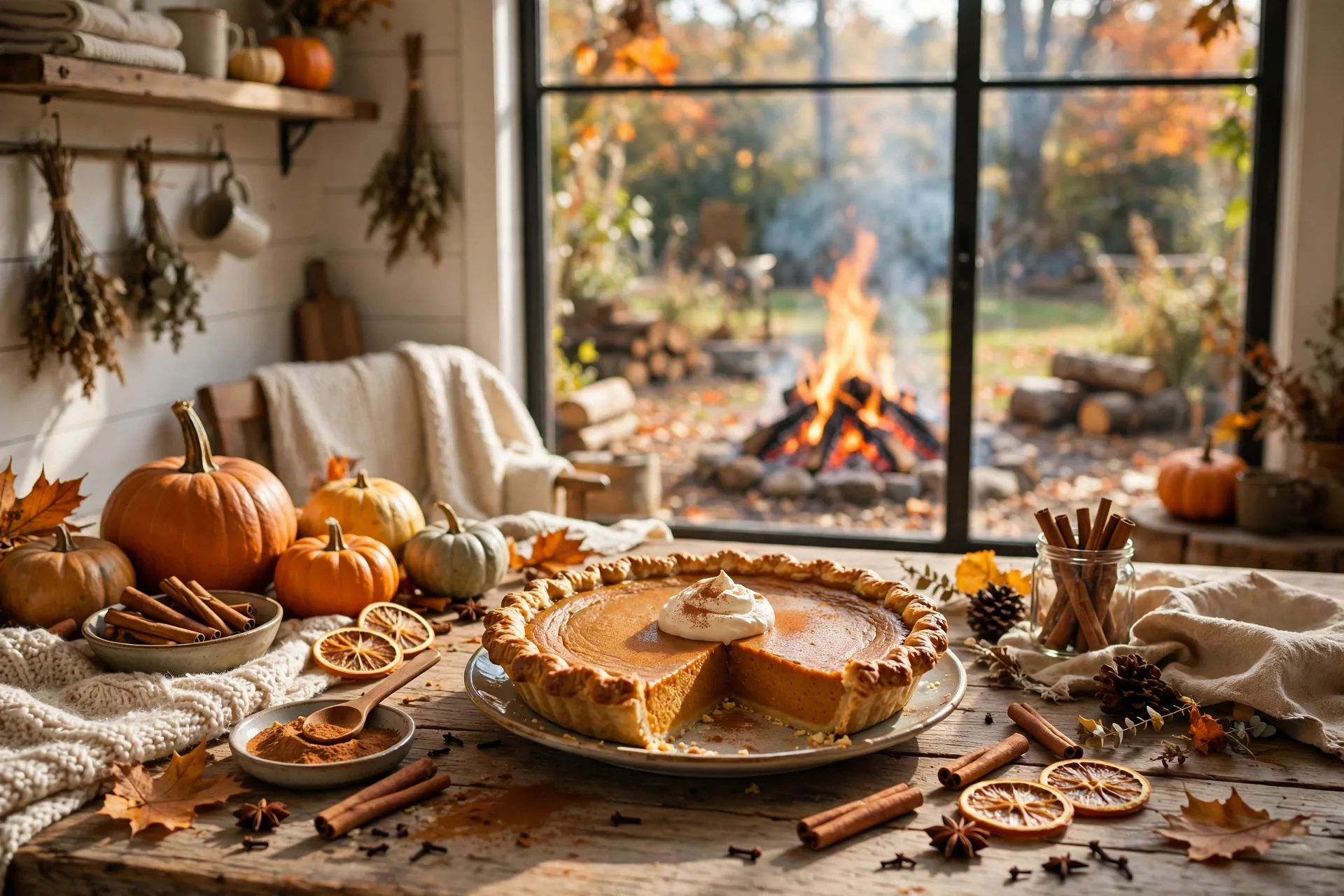 Smells of Halloween pumpkin pie cinnamon and bonfire
