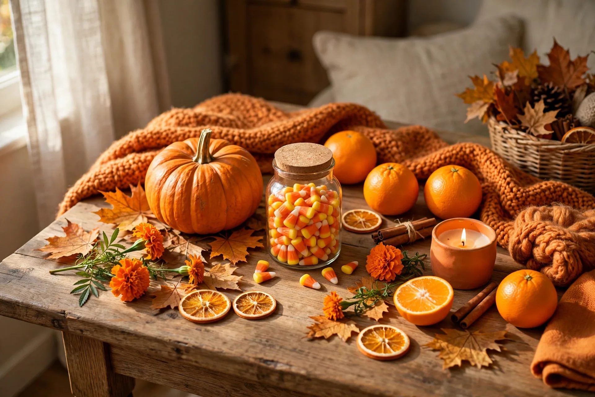Orange things besides a pumpkin candy corn autumn leaves
