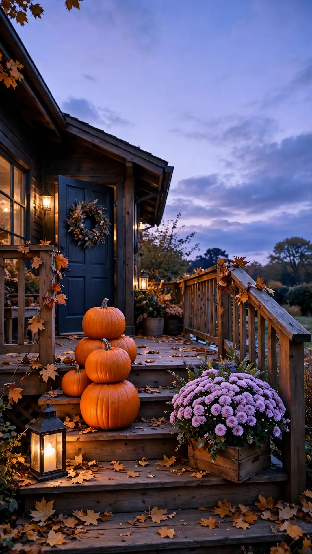 8. Autumn Porch at Dusk iPhone wallpaper