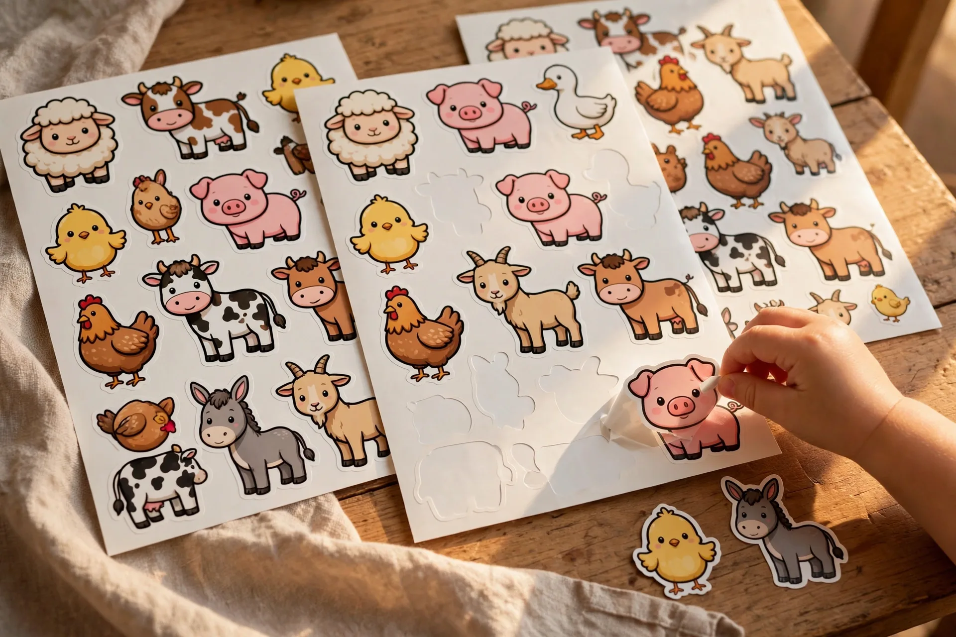 Big chunky sticker sheets with animals on a table