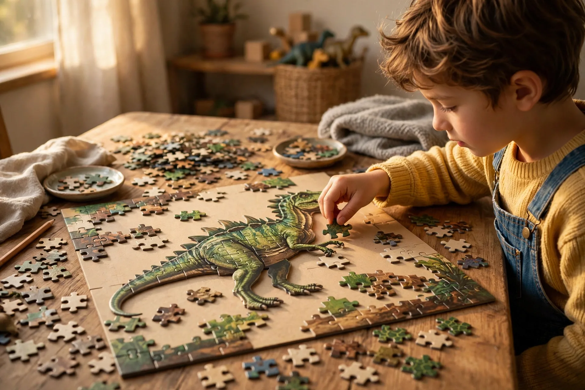 100-piece puzzle half finished on a table