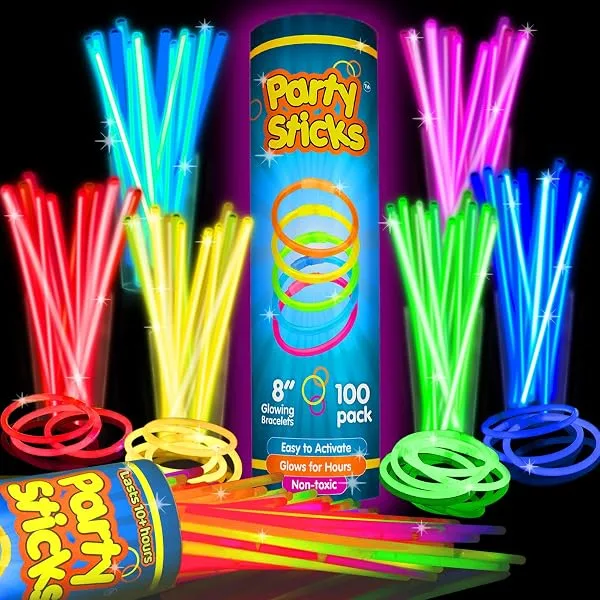 PartySticks glow sticks 100 pack in assorted colors