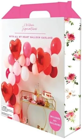 Slant Collections All My Heart balloon garland arch kit red pink white