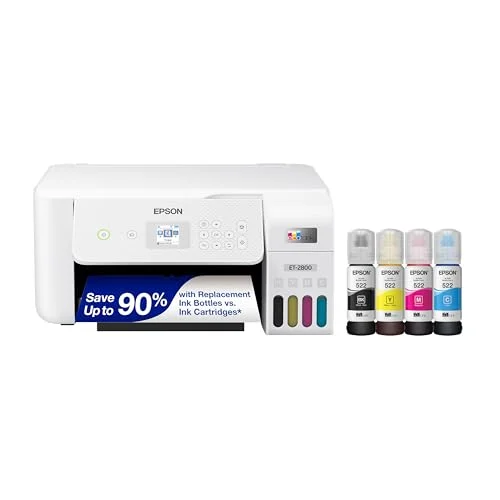 Epson EcoTank ET-2800 wireless color supertank printer with refill ink bottles